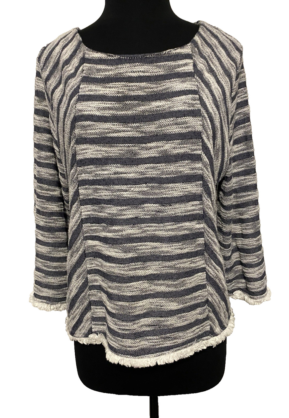 Maurices Womens Boho w Fringe Top Size 2 -XS / S Navy Pebbled Oversized Festival